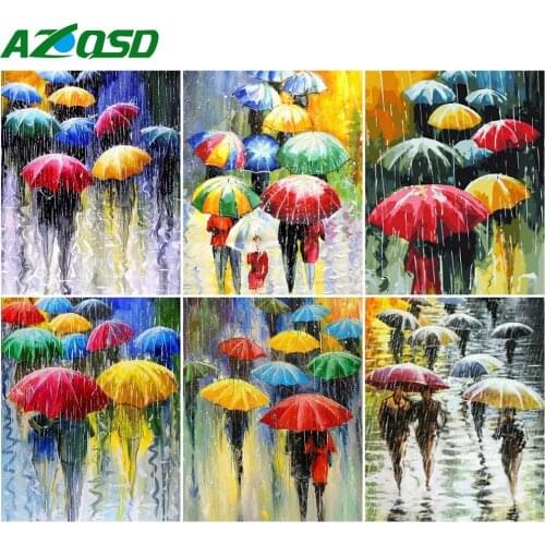 AZQSD Painting By Number Canvas Kits 40x50cm Landscape DIY Coloring By Numbers Rain Picture For Living Room Home Decoration