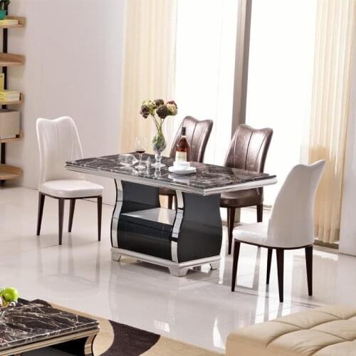 Stainless steel Dining Room Set Home Furniture minimalist modern marble dining table and 4 chairs mesa de jantar muebles comedor