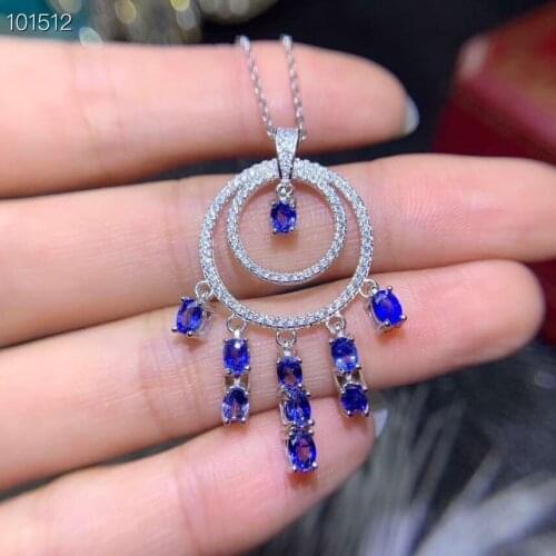 Natural and Real Sri Lanka Sapphire pendant Free shipping sapphire 925 sterling silver pendant