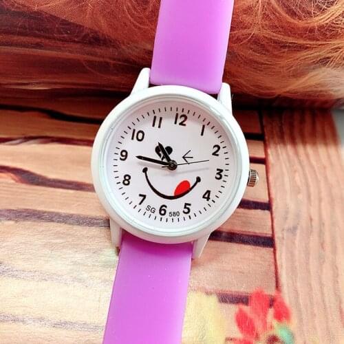 2021 new hot mischievous smiley face childrens watch luminous with cute girl quartz watch