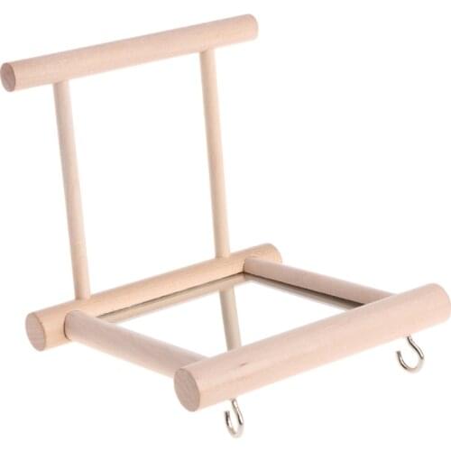 2021 New Pet Bird Mirror Wooden Play Toy with Perch For Parrot Budgies Parakeet Cockatiel Conure Finch Lovebird