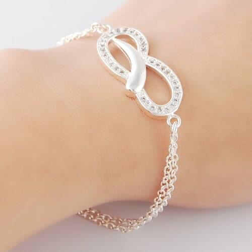 New Bracelet 925 Silver Clear CZ Charm Bracelet For Women Wedding Jewelry Gift