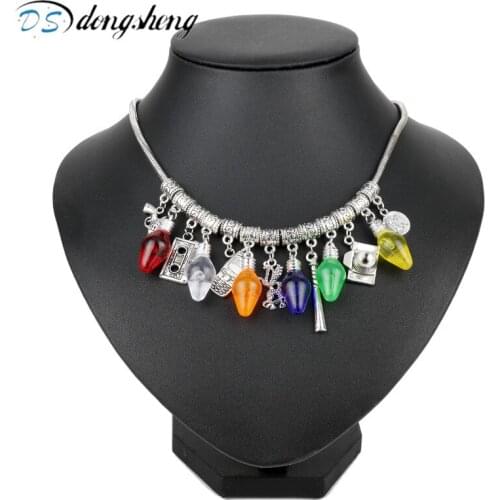 Dongsheng Fashion Stranger Things Necklace Gun Camera Pendant Necklace Light Bulb Sweater Necklace for Women Girl Jewelry Gift-2