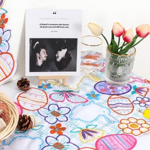 Easter Bunny Eggs Flower Rabbit Placemats Table Mats Table Runner Washable Clean Kitchen Place Mats For Dining Table Decoration