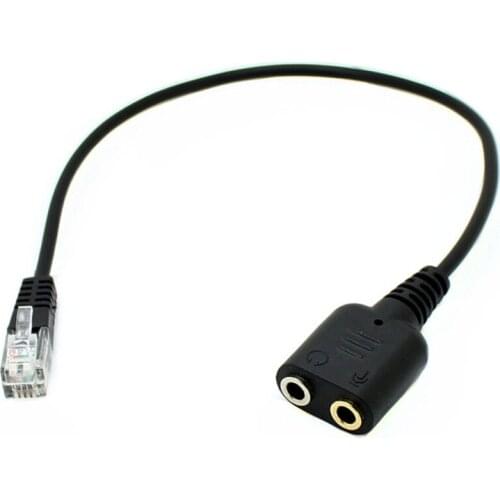 PC headset to 4P4C RJ9/RJ10/RJ22 jack adapter dual 3.5mm headphones with mic to RJ9 plug for desk phone