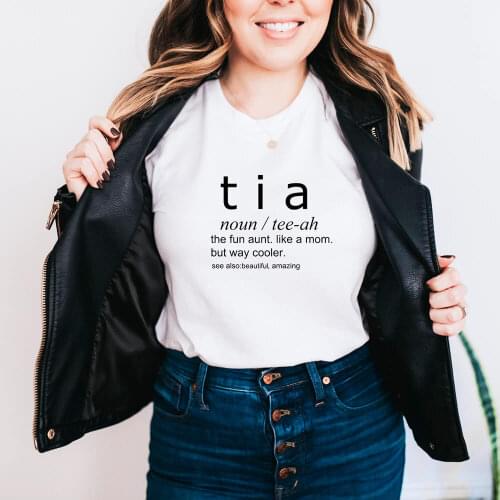 Tia Definition 100%Cotton Women Tshirt Best Aunt Summer Casual O-Neck Short Sleeve Top Spanish Shirts Gift for Tia