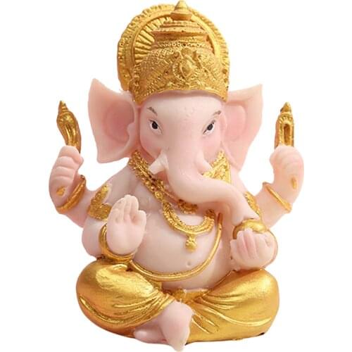 Ganesha Figurine India Elephant God Buddha Home Feng Shui Decoration Sculpture Crafts Also for Car Dashboard