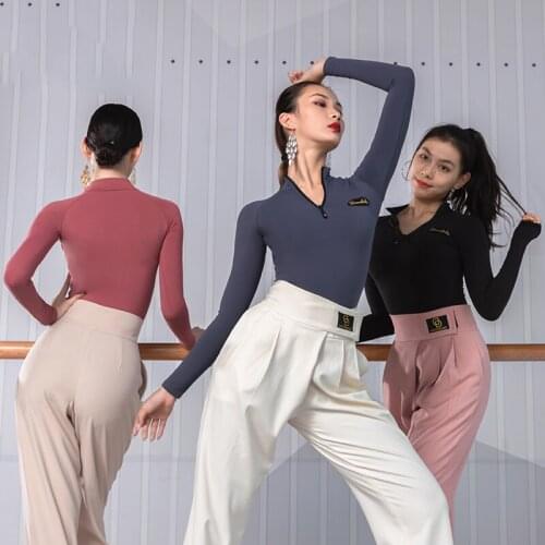 Fashion Latin Dance Tops Sale For Women Sexy V Neck Modern Dance Practice Clothing Ballroom Cha Cha Short Sleeve Shirt DWY1212