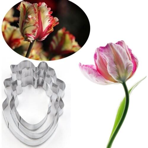 Tulip Tulipa 3Pcs Stainless Stell Cookie Cutter Pastry & Biscuit Baking Cutter Cake Decorating Tools Cupcake Mold Fondant Tools
