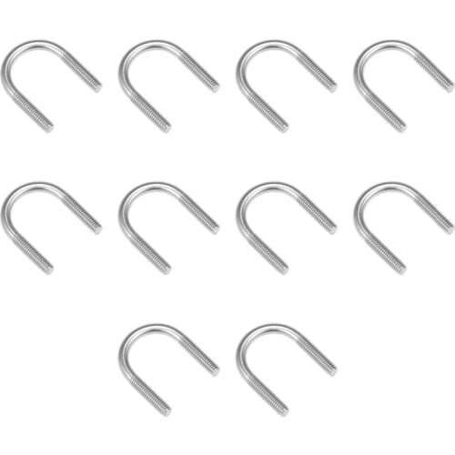 Uxcell 10Pcs Bolts M6 304 Stainless Steel U-Bolt Fastener For 22mm Pipe Diameter To Vehicle Ship Bridge Tunnel Railway Fasteners