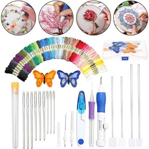Magic Embroidery Pen Punch Needle Kit Craft Embroidery Threads Cross Stitch Embroidery Hoop DIY Knitting Sewing Accessory Tools