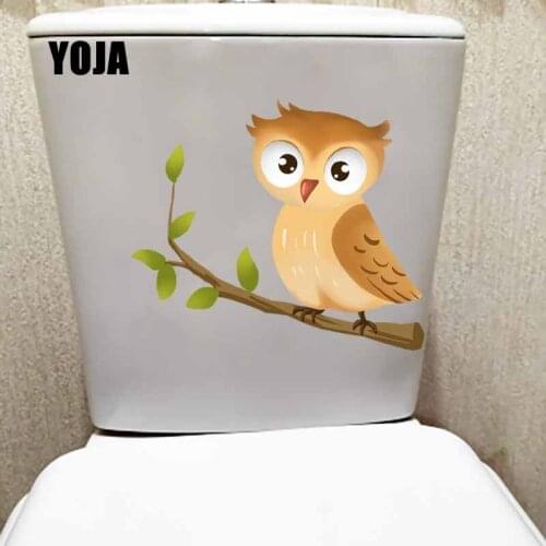 YOJA 22X18.8CM Hand Painted Cute Owl Animal Mural Bedroom Home Decor Wall Sticker Toilet Decal T5-0796