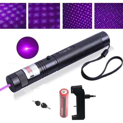 Green laser pointer pen astronomical high power 10000m red purple laser cat toy adjustable focus laser 18650 battery + charger