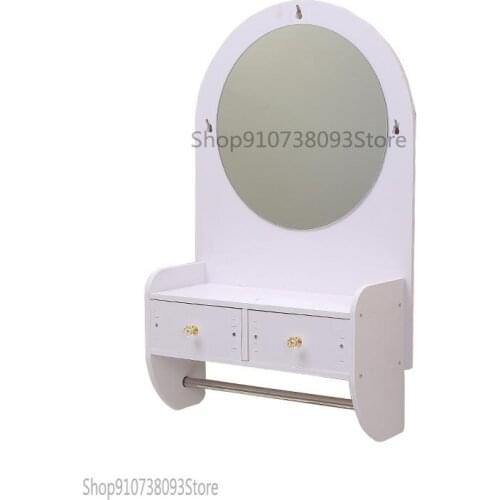 Bathroom Mirror Attached To Wall, No Hole In Small House, Toilet, Toilet, Make-up Mirror With Shelf Hanging On The Wall