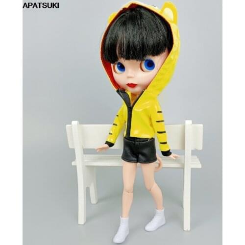 Yellow Cartoon Cat Kitty Pet Raincoat For Blythe Doll Clothes Jacket Cosplay Costume 1/6 Dolls Accessories Kids Toys