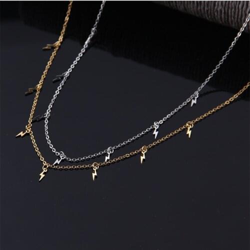 New stainless steel Women pendants Necklaces Jewelry Cross Lightning hexagram Choker Necklace Chain gold Girls Kpop Collares
