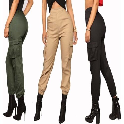 Women Harem Solid Pants Femele New Casual Summer Elastic Pant Women Multi-Pocket Harem Pants Casual Plus Size Overalls Trousers