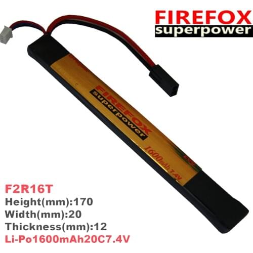 1pcs 100% Orginal FireFox 7.4V 1600mAh 20C Li Po AEG Airsoft Battery F2R16T