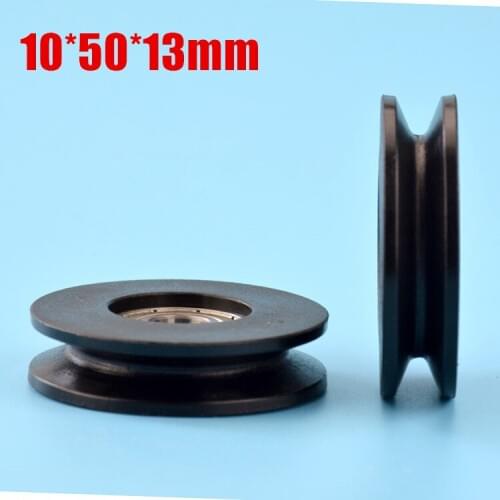 10pcs 10*50*13mm 5 cm roller, V grooved wheel, wire rope over line lifting pulley, nylon wheel