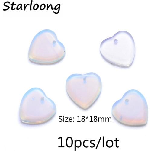 10pcs/lot 18mm new fashion flat heart shape beads white opal glass lampwork charm DIY jewelry making for pendant necklace