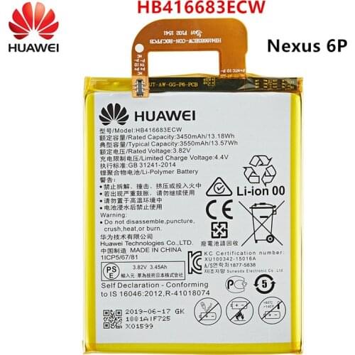100% Orginal Huawei HB416683ECW 3550mAh Battery For HUAWEI Nexus 6P Nexus6P H1511 H1512 Mobile Phone Batteries