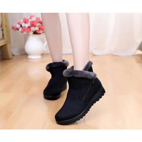 2019 Women Snow Boots Flat Winter Platform Ladies Warm Shoes New Flock Fur Women Suede Ankle Boots Female Plus Size 35~43 st480