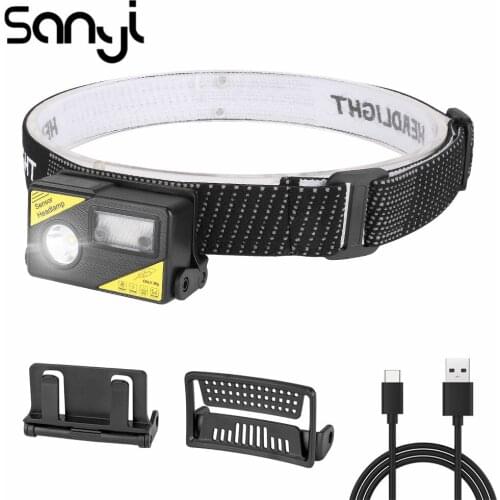 5 Mode LED Headlamp 60 Degrees Rotate Flashlight Buil-t in Chargeable Battery Headlight Torch Camping Light Induction Swicth