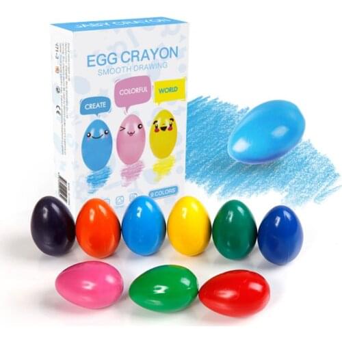 9 Colors Solid Egg Shape Wax Crayons Non Toxic Washable Painting Drawing Wax for Baby Kids Children Educational Art Supplies C26