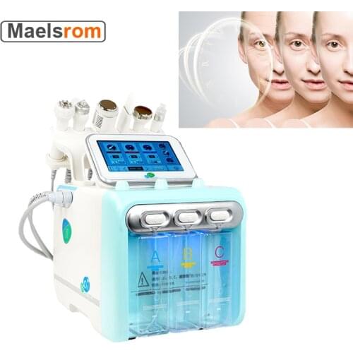6 in 1 Small Bubble Oxygen Hydrafacial Machine Microdermoabrasion Facial Cleansing Apparatus Home Salon Spa Skin Care Device