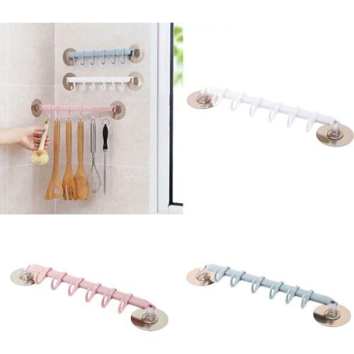 Bathroom/Kitchen Corner Adhesive Hook Organizer Seamless Wall Hanging Storage Rack 6Hooks/Lot Strong Adhesive Bathroom Shelves