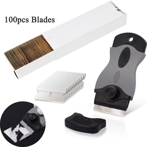 EHDIS Vinyl Wrap Sticker Cleaning Scraper With 100pcs Blades Car Window Tint Decal Razor Squeegee Carbon Foil Film Remover Tools