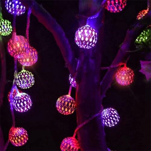 Fairy Ligting String 3m 1.5m Moroccan Wrought Iron Ball Led Light for Home Christmas Holiday Party Decoration Outdoor Navidad