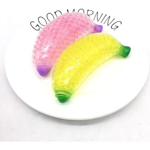 Spongy Banana Bead Stress Ball Toy Squeezable Soft Fruit Shape Sensory Decompression Fidgeting Rebound Squeeze Toys