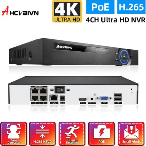 4K POE Camera NVR Syetem 4CH 8MP PoE NVR POE IP Camera Video Surveillance Camera System 2TB USB Email/Motion Detection Alert