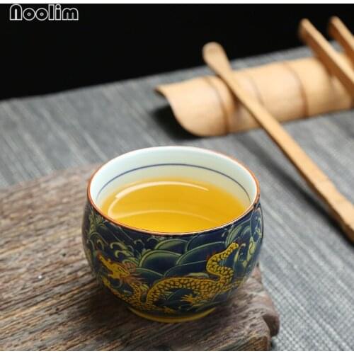 Ceramic Kung Fu Tea Cup Chinese Royal Dragon Pattern Tea Cup Porcelain Water Coffee Cups Kitchen Drinkware Supplies