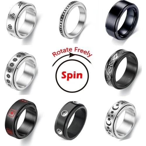 Anxiety Ring Figet Spinner Rings For Women & Men Stainless Steel Rotate Freely Spinning Anti Stress Accessories Jewelry Gifts