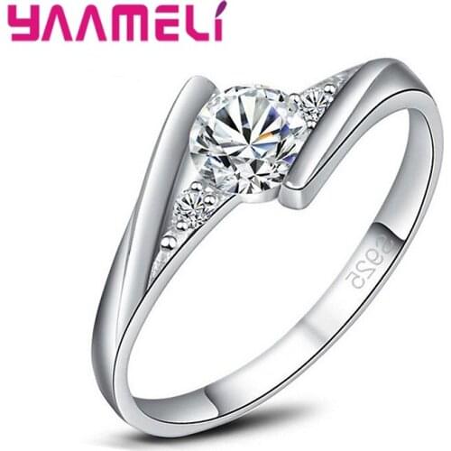 Cute Female Small Round Zircon Stone Ring Vintage 925 Sterling Silver Wedding Jewelry Promise Crystal Engagement Bague for Women