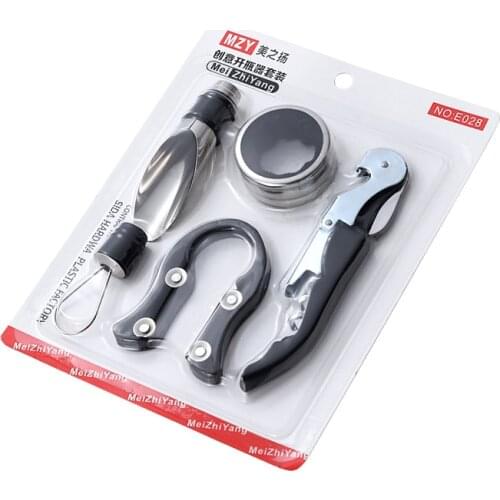 Five-piece multifunctional stainless steel wine corkscrew set