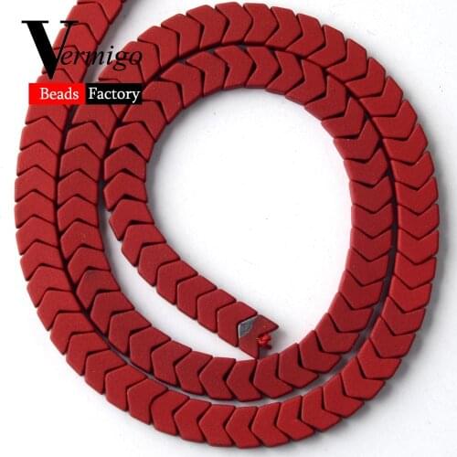 Red Nanotech Rubber Arrow Shape Hematite Minerals Beads For Jewelry Making 6*3mm Spacer Loose Beads Diy Bracelet Necklace 15