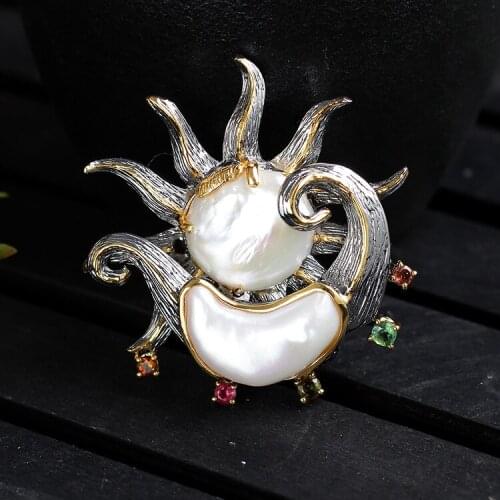 Manufacturer Design Custom Freshwater Pearl Pendant And Brooch Dual-use S925 Sterling Silver Natural Double Shaped Beads Pendant