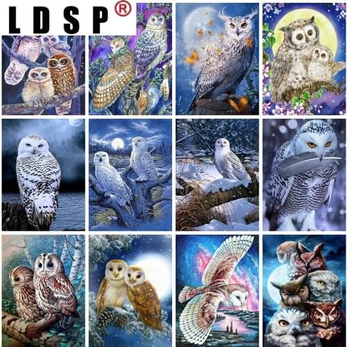 LDSP Home Decor 5D DIY Diamond Painting Owl Full Square Diamond Embroidery Animals Cross Stitch Mosaic Rhinestone Crafts Kit