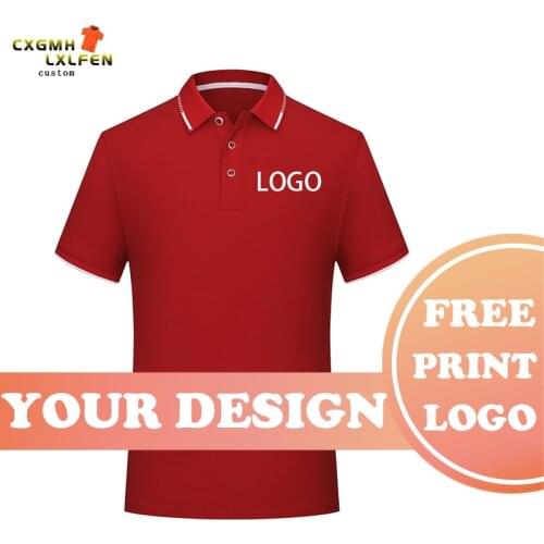 Summer fashion breathable 9-color POLO shirt custom unisex fashion pure cotton lapel short-sleeved shirt printing brand text