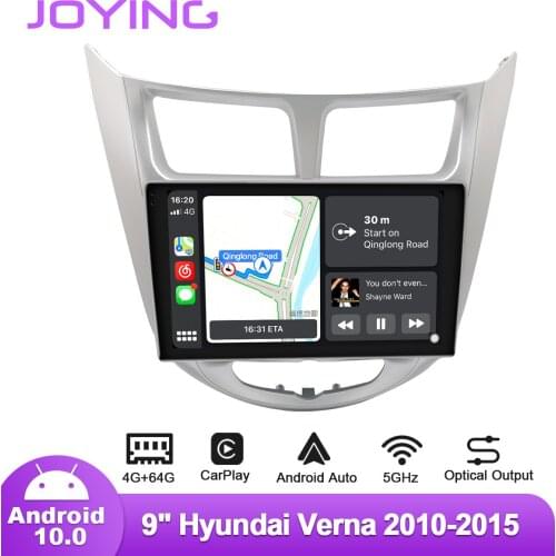 JOYING Android 10 Radio Tape Recorder 9” Central Multimedia 1 din Car Intelligent System Bluetooth For Hyundai Verna 2010-2015