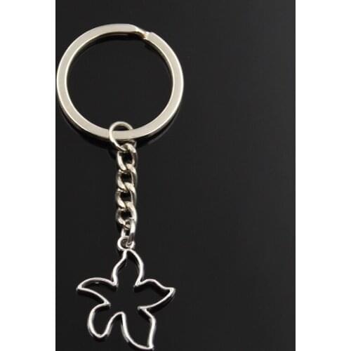 Fashion Keychain 27x23mm star silver color pendants DIY Men Jewelry Car Key Chain Ring Holder Souvenir For Gift