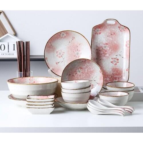 Dishes Set Household 2/4/6 People Ceramics Soup Bowl Plate Combination Japanese Eating Tableware Creative Tableware