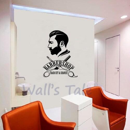 Barbershop Hair Cut Wall Art Decals Decoration Barber Shop Window Decal Barbers Logo Vinyl Wall Sticker Hair Salon Wall Decor