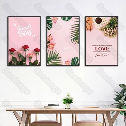 Pink three-dimensional wall sticker wallpaper self-adhesive bedroom art painting art poster sofa background plant flowers