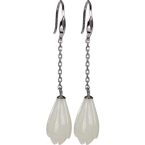 Jade 925 Sterling Silver Earrings Magnolia Earrings Silver 925 Simplicity Versatile 2021 Earrings Vintage Earrings Female