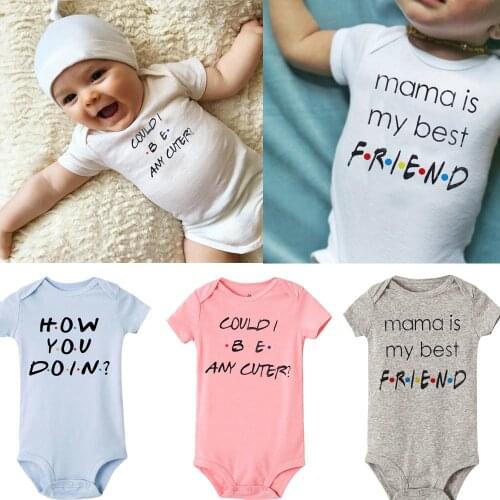 2020 New Casual Newborn Baby Boys Girls Short Sleeve Letter Print Could Be Any Cuter Romper Baby Clothes White Playsuit