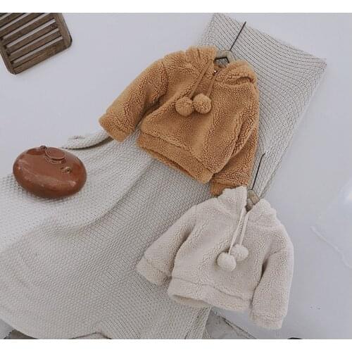 2019 Spring New Baby Girl Clothes Kids Pullovers Sweaters Childrens Hooded Lamb Coat Kids Girls Cute Velvet Outwear Girls Coat